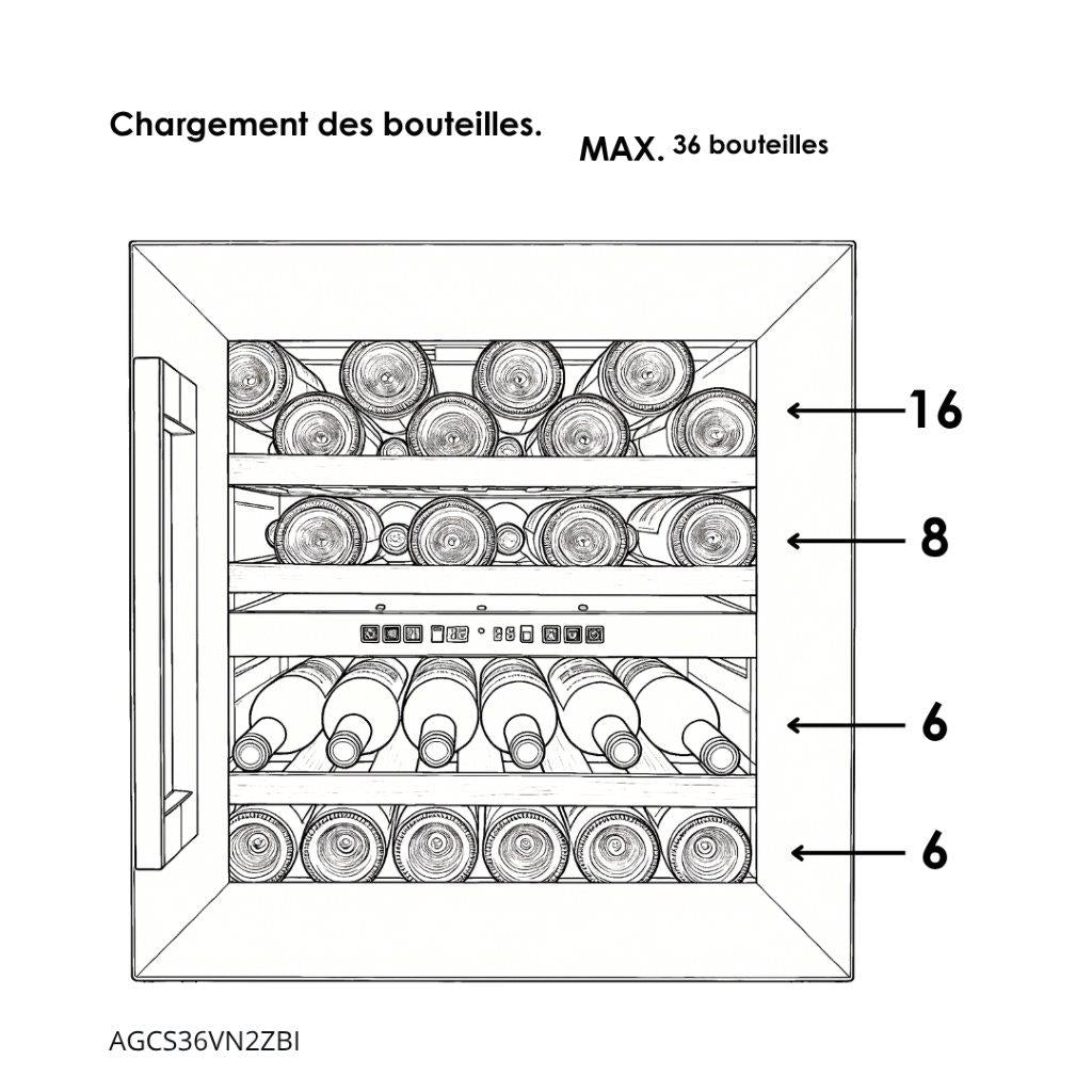 Cave à vin encastrable AGCS36VN2ZBI Lécepage 36 bouteilles 2 zones