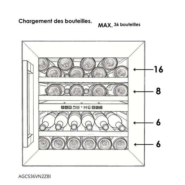 Cave à vin encastrable AGCS36VN2ZBI Lécepage 36 bouteilles 2 zones