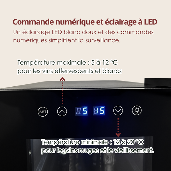 AGCS70VN2Z Cave à vin 2 zones faible largeur jusqu'à 68 bouteilles LeCépage
