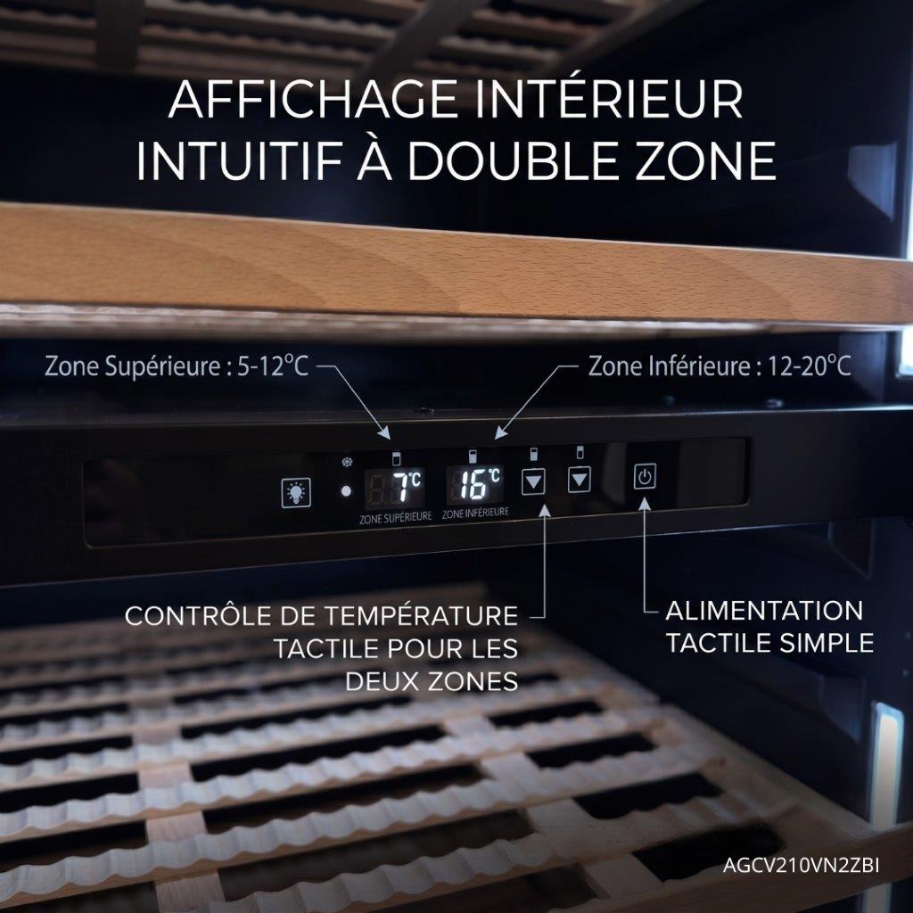 Lécépage Cave à vin enchassable AGCV210VN2ZBI – 209 bouteilles – Double zone