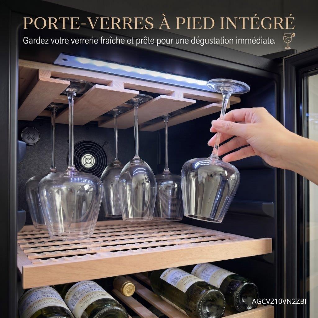 Lécépage Cave à vin enchassable AGCV210VN2ZBI – 209 bouteilles – Double zone
