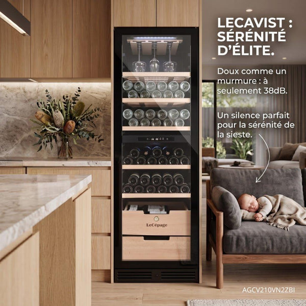 Lécépage Cave à vin enchassable AGCV210VN2ZBI – 209 bouteilles – Double zone