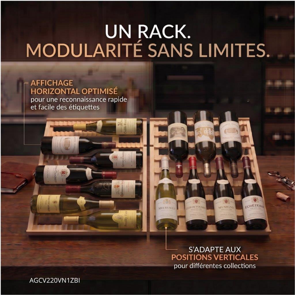 Cave à vin de vieillissement AGCV220VN1ZBI Lecépage 209 bouteilles Porte verre noire