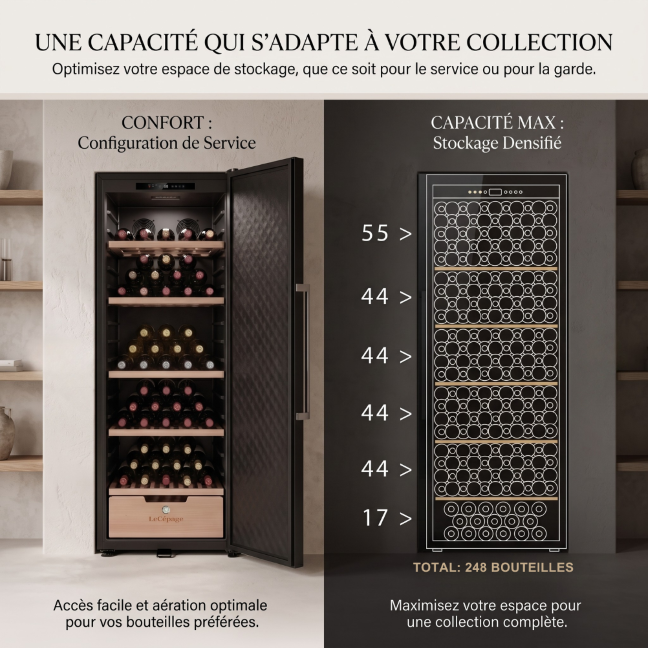 Cave de vieillissement AGCV240PPN Lécepage 248 bouteilles